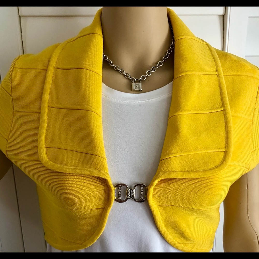 Cyrus Yellow Cropped Bolero with Decorative Clasp